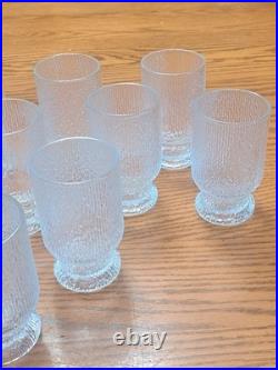 Indiana Glass Vintage 1960's Ice Tree Bark Footed Water Textured Tea Glasses 12
