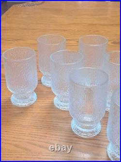 Indiana Glass Vintage 1960's Ice Tree Bark Footed Water Textured Tea Glasses 12