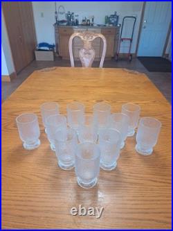 Indiana Glass Vintage 1960's Ice Tree Bark Footed Water Textured Tea Glasses 12