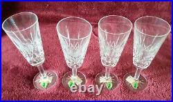 Ireland Vintage Set (4) Waterford Crystal Lismore Flute Champagne NWT
