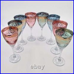 Italian Hand Blown Crystal Small Wine Glasses Pure Platinum Detail Set Of 8 Italian Hand Blown Crystal Small Wine Glasses Pure Platinum Detail Set Of 8