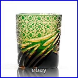 J31 Edo Kiriko Whiskey Glass Hand Carved Lead-free Crystal Glass Set Of 4