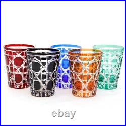 J45 Hand Cut To Clear Crystal Drinkware Whisky Wine Glass Set Of 5 Colors