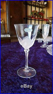 JG Durand Crystal set lot glasses, plates, wine glasses, serving platter