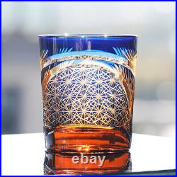 Japanese Style Edo Kiriko Drinkware Hand Cut To 4Color Whisky Glass Set 9oz