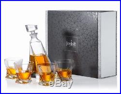 JoyJolt Atlas Whiskey Decanter Set, 22 Oz Scotch Decanter with 4 Whiskey Cups