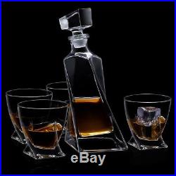 JoyJolt Atlas Whiskey Decanter Set, 22 Oz Scotch Decanter with 4 Whiskey Cups