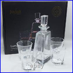 JoyJolt Glassware Luna Whiskey Crystal Decanter And Glass Set of 6