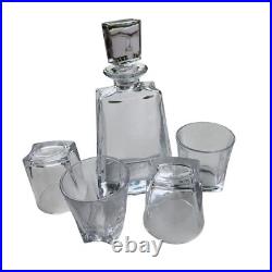 JoyJolt Glassware Luna Whiskey Crystal Decanter And Glass Set of 6