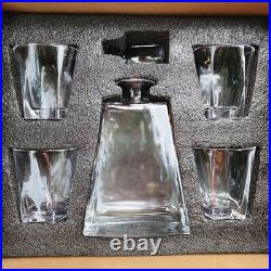 JoyJolt Glassware Luna Whiskey Crystal Decanter And Glass Set of 6