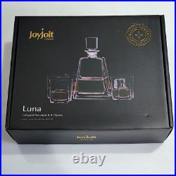 JoyJolt Glassware Luna Whiskey Crystal Decanter And Glass Set of 6