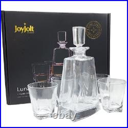 JoyJolt Glassware Luna Whiskey Crystal Decanter And Glass Set of 6