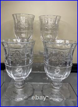 Juliska Colette Clear GLASS Goblets set of 4 Signed & Labels- Made in Portugal