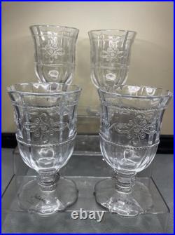 Juliska Colette Clear GLASS Goblets set of 4 Signed & Labels- Made in Portugal