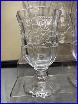 Juliska Colette Clear GLASS Goblets set of 4 Signed & Labels- Made in Portugal