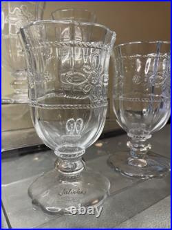Juliska Colette Clear GLASS Goblets set of 4 Signed & Labels- Made in Portugal