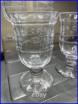 Juliska Colette Clear GLASS Goblets set of 4 Signed & Labels- Made in Portugal
