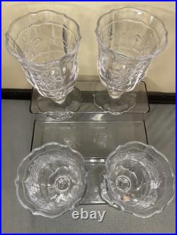 Juliska Colette Clear GLASS Goblets set of 4 Signed & Labels- Made in Portugal