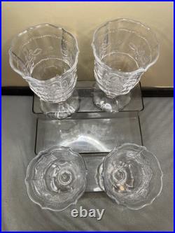 Juliska Colette Clear GLASS Goblets set of 4 Signed & Labels- Made in Portugal