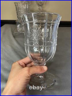 Juliska Colette Clear GLASS Goblets set of 4 Signed & Labels- Made in Portugal