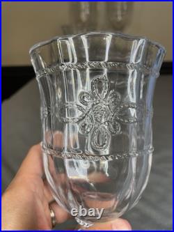 Juliska Colette Clear GLASS Goblets set of 4 Signed & Labels- Made in Portugal