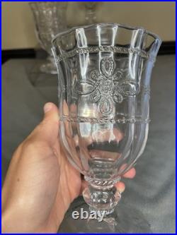 Juliska Colette Clear GLASS Goblets set of 4 Signed & Labels- Made in Portugal