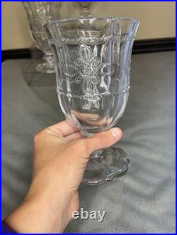 Juliska Colette Clear GLASS Goblets set of 4 Signed & Labels- Made in Portugal