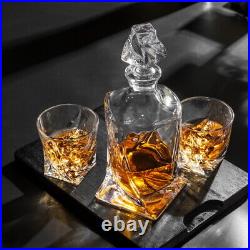 KANARS Crystal Whiskey Decanter Set with 6x Liquor Glasses Home Bar Glassware