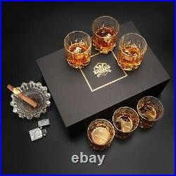 KANARS Crystal Whiskey Decanter and Rock Glass Set Gift for Men Dad Friends