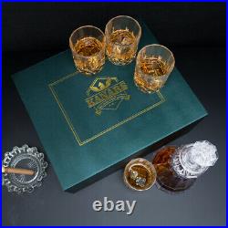 KANARS Crystal Whiskey Decanter and Rock Glass Set Gift for Men Dad Friends