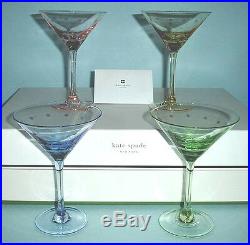 Kate Spade Lenox LARABEE DOT POP Mini Martini Glasses SET/4 Crystal 4 Colors New