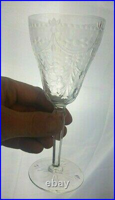 Kosta Boda Elaborate Floral Cut Crystal 7 Inch Wine Water Goblets Set of 10