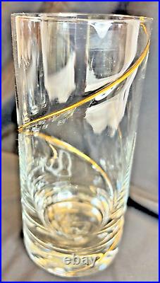 Kosta Boda Line Gold Highball Glasses from Sweden 2-3/4 x 6 Set of 8