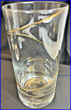 Kosta Boda Line Gold Highball Glasses from Sweden 2-3/4 x 6 Set of 8