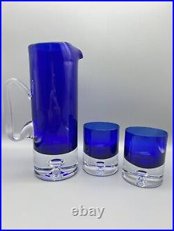 Krosno Barware Cocktail BLOCK Crystal Cobalt Blue STOCKHOLM Pitcher Glasses Set