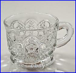 L. E. Smith Daisy and Button Hobstar Crystal Punch Bowl Set 12 Cups Original Box