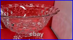 LARGE Fostoria American Clear Crystal Punch Bowl& Stand Set 2056 Cube Geometric