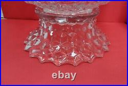 LARGE Fostoria American Clear Crystal Punch Bowl& Stand Set 2056 Cube Geometric