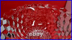 LARGE Fostoria American Clear Crystal Punch Bowl& Stand Set 2056 Cube Geometric