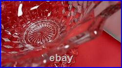 LARGE Fostoria American Clear Crystal Punch Bowl& Stand Set 2056 Cube Geometric