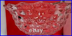 LARGE Fostoria American Clear Crystal Punch Bowl& Stand Set 2056 Cube Geometric