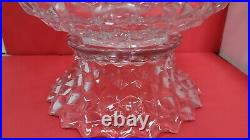 LARGE Fostoria American Clear Crystal Punch Bowl& Stand Set 2056 Cube Geometric