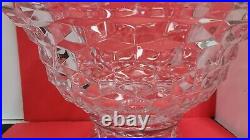 LARGE Fostoria American Clear Crystal Punch Bowl& Stand Set 2056 Cube Geometric