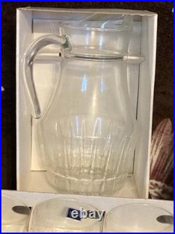 Lady Victoria Chantelle Crystal Set 8 Wine 4 Rocks Glasses & Pitcher France NIB