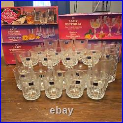 Lady Victoria Fine Crystal Stemware, 22 Piece, Imported From France