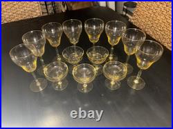 Lancaster Crystal Glass Set of 8 Topaz Yellow Stemware Plus 5 Extra Pieces Lancaster Crystal Glass Set of 8 Topaz Yellow Stemware Plus 5 Extra Pieces
