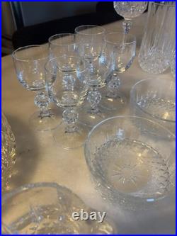Large Crystal Table Service Set 16 Cristal Tumblers + Arcoroc Bowls- 44 Pieces