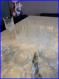 Large Crystal Table Service Set 16 Cristal Tumblers + Arcoroc Bowls- 44 Pieces