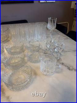 Large Crystal Table Service Set 16 Cristal Tumblers + Arcoroc Bowls- 44 Pieces