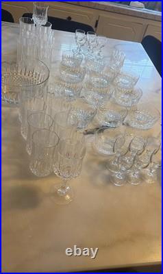 Large Crystal Table Service Set 16 Cristal Tumblers + Arcoroc Bowls- 44 Pieces